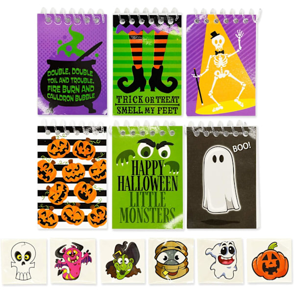 144-dels Halloween-festuppsättning Halloween-papper inkluderar Halloween-pennor, linjaler, suddgummin, anteckningsblock