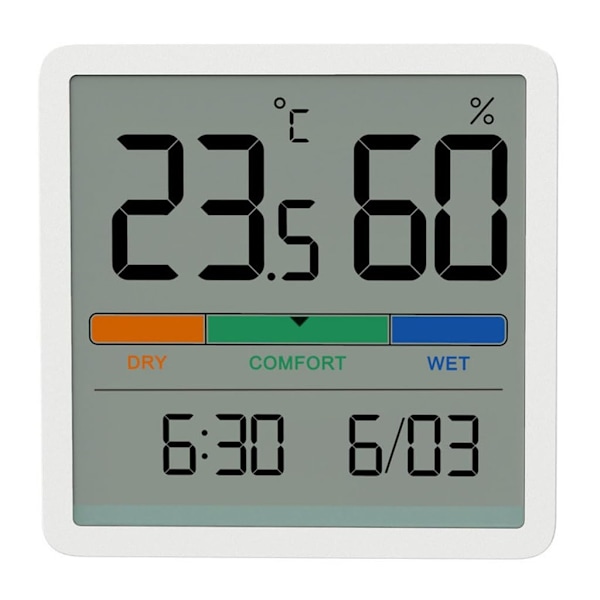 Hygrometer för hem och kontor, portabel inomhustermometer med kalibrering, stor LCD-display, temperaturmätare