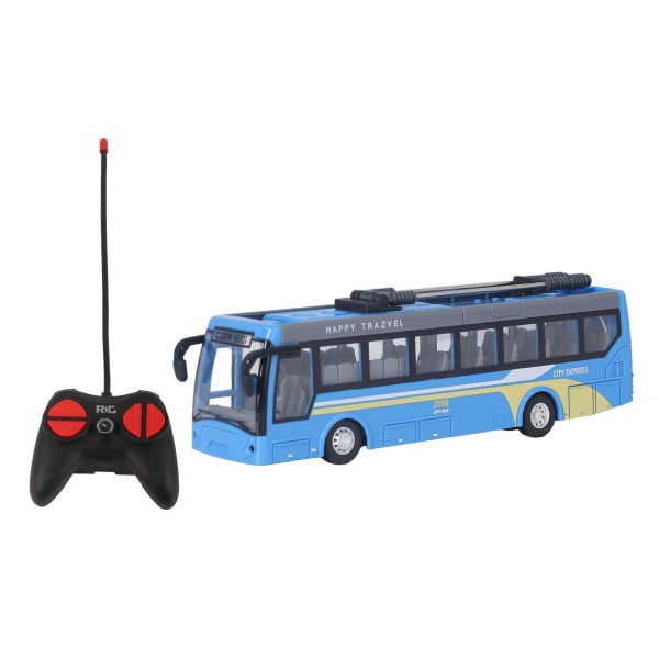 Fjernstyrt buss med høy simulering, kjøring i alle retninger, oppladbar fjernstyrt skolebuss for barn, blå