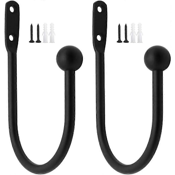2 Stykker Draperiholdere Dekorative Vinduskroker Gardinholdere Metall Gardinholdere Kroker for Tunge og Lette Gardiner Kroker - Svart