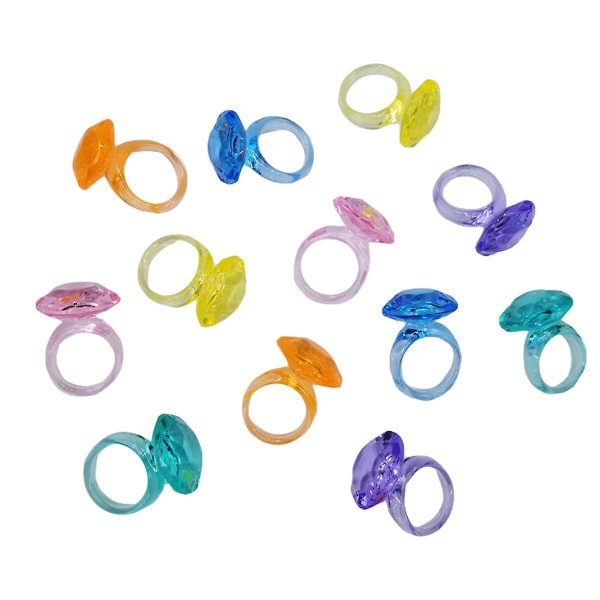 74 stk Legetøjsring Sjov farverig diy akryl plastring dekorativ ring til børn Picture 1 3.7x2.4cm