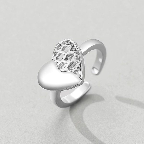 Kvinnor Love-heart Ring Mode Finger Ring Smycken Engagerad Förslag Ring Gift Default