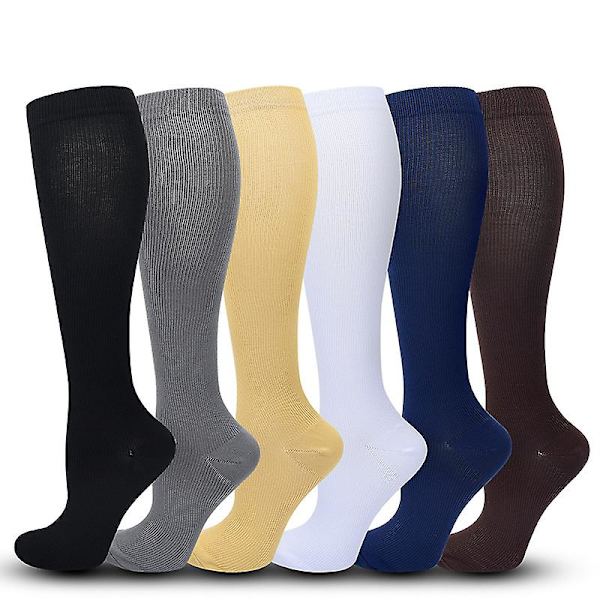 Herr Dam Slim Compression Strumpor Anti Fatigue Sport Pressure Solid Running Elastisk 1 Par S M Khaki