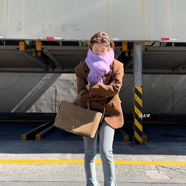 Stort tykt skjerf Fargerikt Cashmere Feel Oversized skjerf Teppe Mykt Stort ullsjal Tykt Vinter Varme Kvinner Lavender