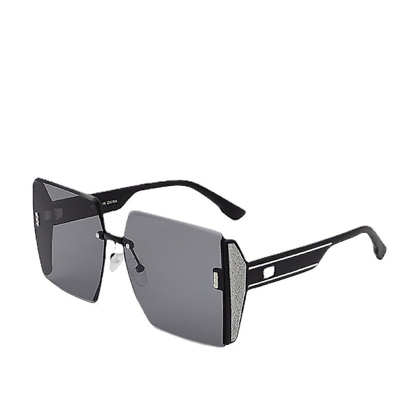 Firkantede, rammeløse, grønne, store solbriller Black rack
