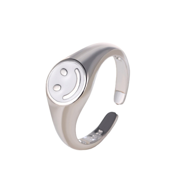 Smiley Face Ring Säädettävä Open Sormukset Naisten Tyttöjen Korut White