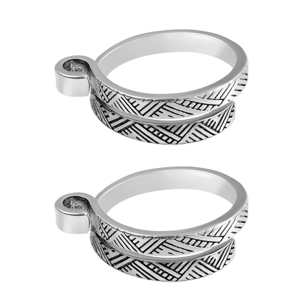 2 stk Heklet Fingerring Justerbar Heklespenningsring Åpen garnguide Fingerklips Heklet fingerbøl Silver