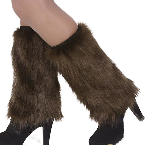 Lämmin muoti tekoturkikset yksiväriset pitkät jalat lämmittimet saappaan sukat yhteensopiva talvi naisten kaupunki Khaki 40cm