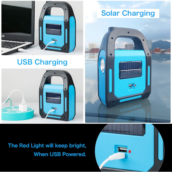 1-pakke 3-i-1 Sol- og USB-ladbare Supersterk COB LED Campinglampe, Lading for Enhet, Vanntett Nødfakkel LED-lampe