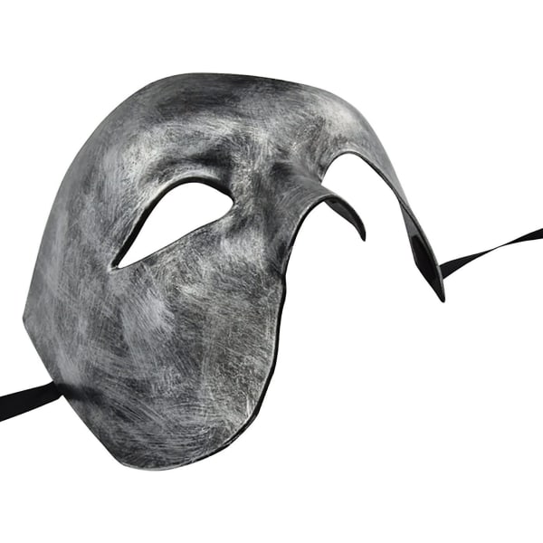 Maske for menn Halloween Phantom of the Opera Masquerade Mask Silver