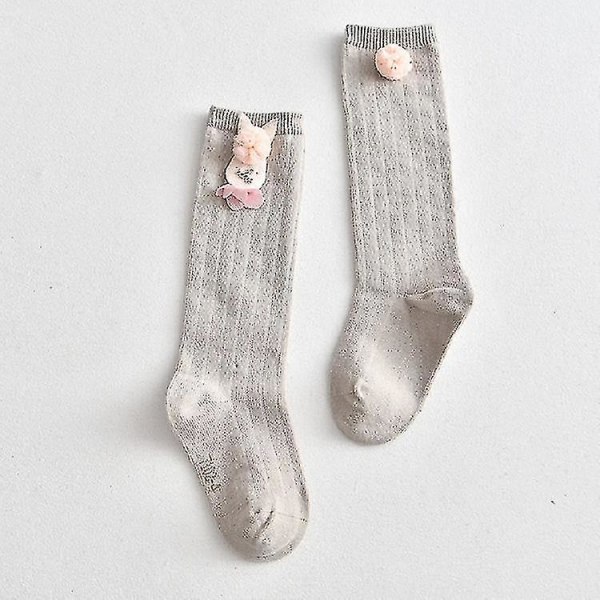 Baby Cartoon Stockings Combed Cotton Children High Knee Socks Khaki 16 to 18cm