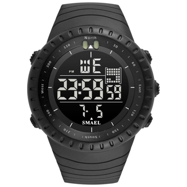 Ur Vandtæt Sport Military Analog Quartz LED Digital Armbåndsur Black