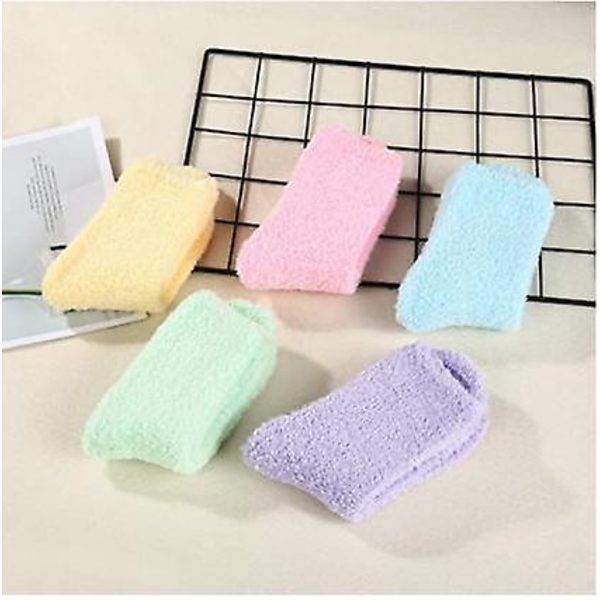 5 par Kvinnor Varm Super Mjuk Plysch Slipper Sock Vinter Fluffiga Microfiber Crew Strumpor Casual Hem Sova Luddig Mysig strumpa