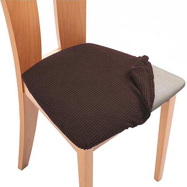 Joustava tuolinpäällinen ruokasaliin, irrotettava, pestävä, kahvinvärinen Kaffe 4Pack