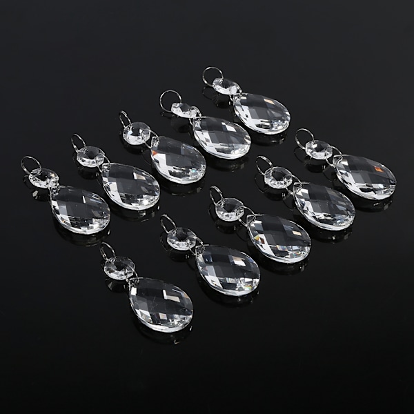 10 stk Klare Glasskrystall Prisme Lyskrone Henger - DIY Lys Lampe Tilbehør