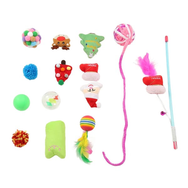 14-delade Cat Interactive Fun Leksaker Strumpor Jultema kattungeleksaker