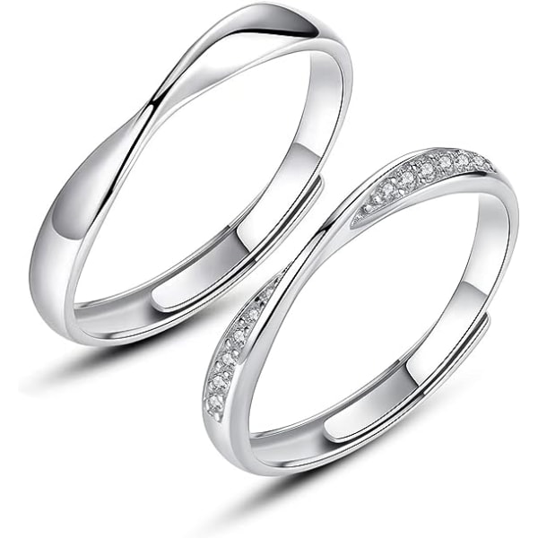 925 Sterling Sølv Ring Enkle parringer 2stk
