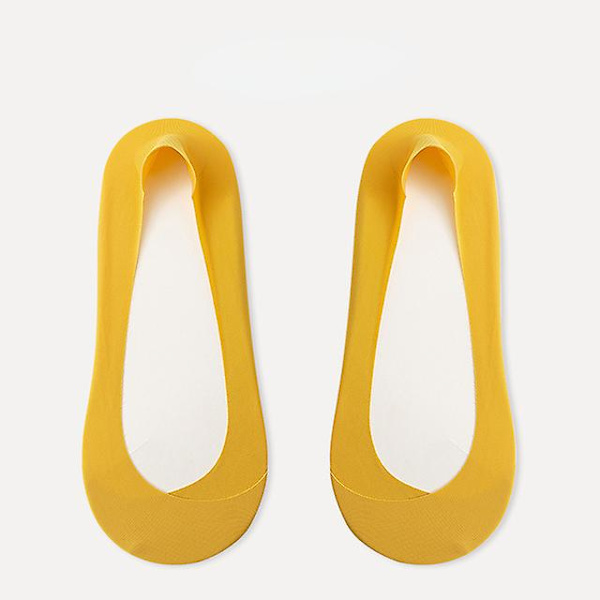 5 Par/lot Strumpor För Dam Bomull Halkfri Silikon Sommar Osynlig No Show Low Cut Kort Tunna Andas Skor Svart Vit-5 Par,eur 35-40 Yellow 5 Pairs Uniform code