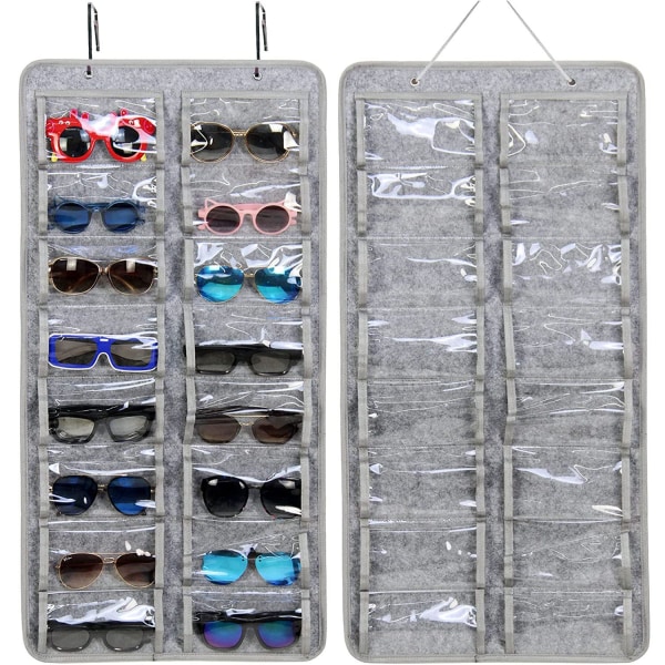 1 st Solglasögon Organizer Förvaring|16 filtfack Dammtät (grå)