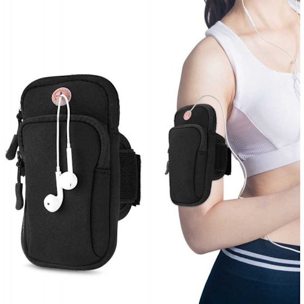 Robust og komfortabelt sportsarmbånd for iPhone / Android smarttelefoner Black Svart