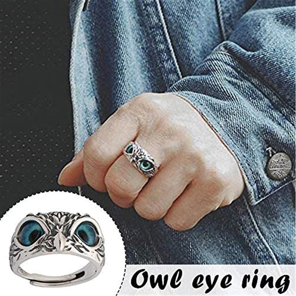 Demon Eye Owl Ring Retro Open Justerbar Owl Ring