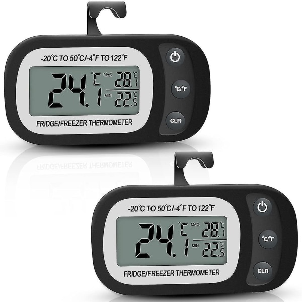 Køletermometer Digital fryser Rumtemperaturmålere med LCD-skærm til køkken, hjem, restauranter, sort Black