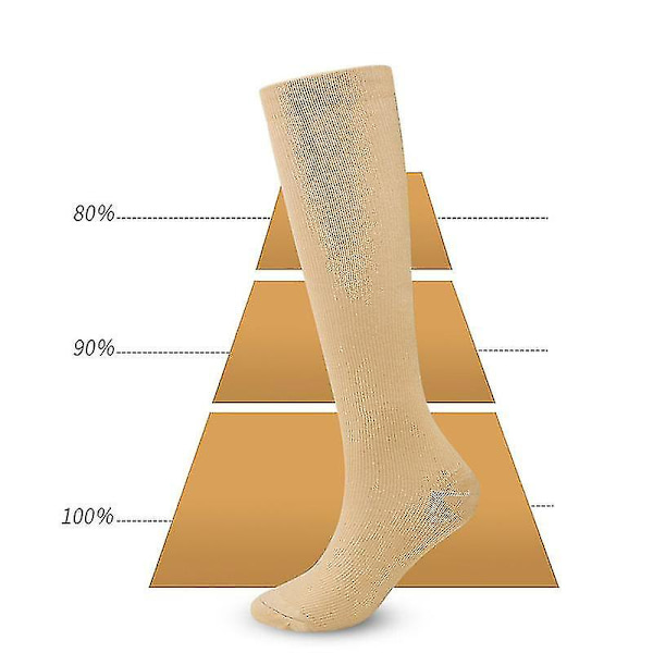 3 par kompressionsstrømper til damer og mænd Flyvestrømper kompressionsstrømper til løbeflyvning Sport Fremragende Beige L XL