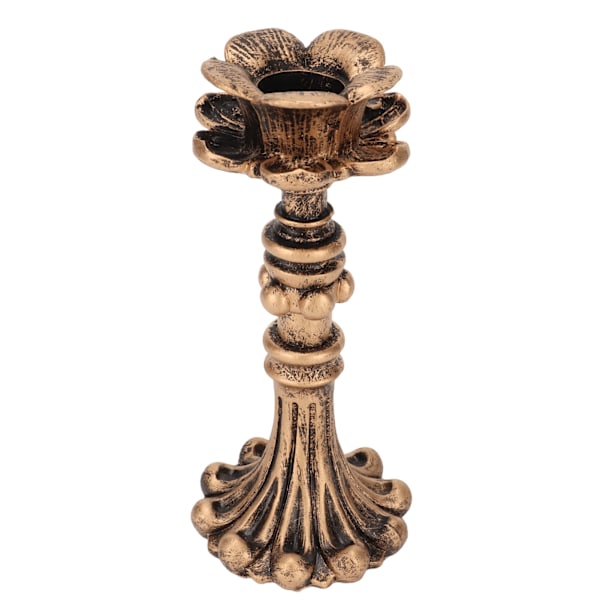Exquisite Carved Bronze Pillar Candle Holder for Wedding and Birthday - Vintage Touch