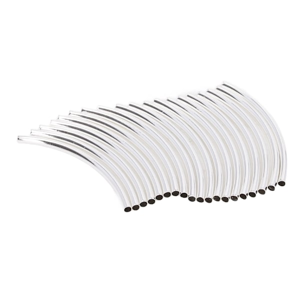 100 stycken böjda nudlar rör distanspärlor 0,3x5cm med silverpläterad finish - perfekt för DIY smyckestillverkning