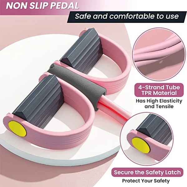 Resistance Bands 4-Tube Yoga Pedal Puller Vastuskuminauha Joustava vetoköysi Fitness vatsalihasten vyötärövarren harjoitteluun Pink and Grey