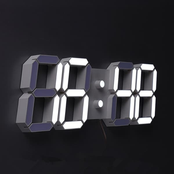 3D LED digital klocka vägg Glödande nattläge Justerbar Black