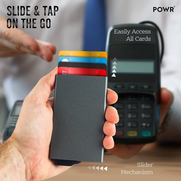 POWR Korthållare, Plånbok, RFID-blockerande korthållare, smal plånbok och kontaktlöst kreditkortsskydd titan