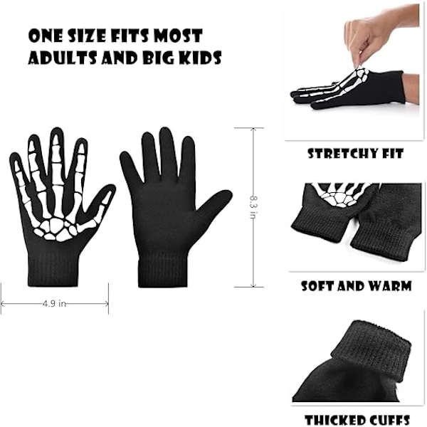Touchscreen Handsker med Varme til Halloween Cosplayfest og Daglig Brug - 2 Par