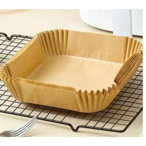 Square 100-Pack Air Fryer Papper - Äkta färg 16*4,5cm brown