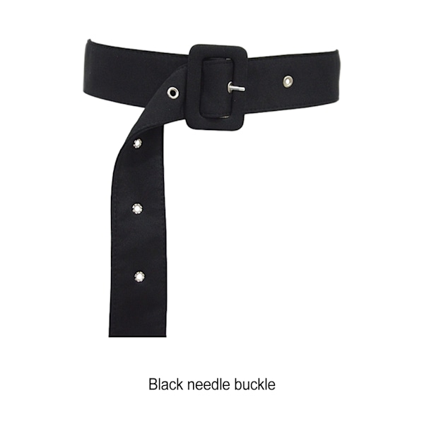 Kvinnor trenchcoat bälte breda applikationer flexibel och justerbar Black pin buckle