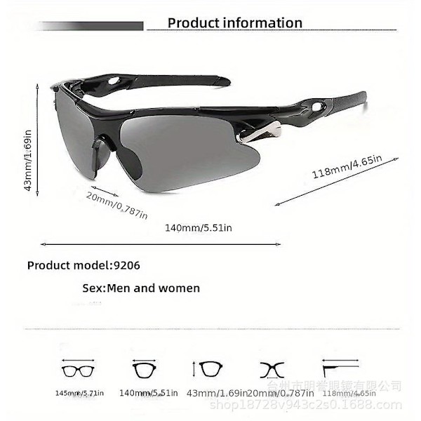 Mote Sport Solbriller Utendørs Sykling Fiske Nattsyn UV-sikker vindtett øyebeskyttelse Sol Bright black frame transparent