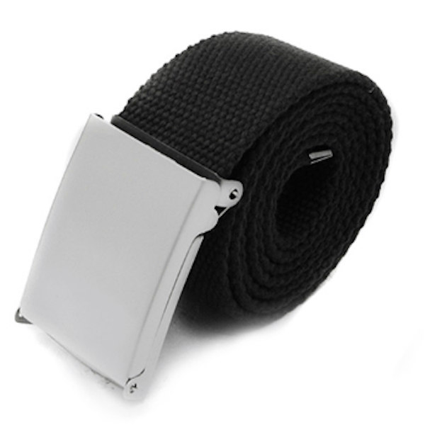 Belte i svart canvas stoff belte unisex justerbar lengde Svart