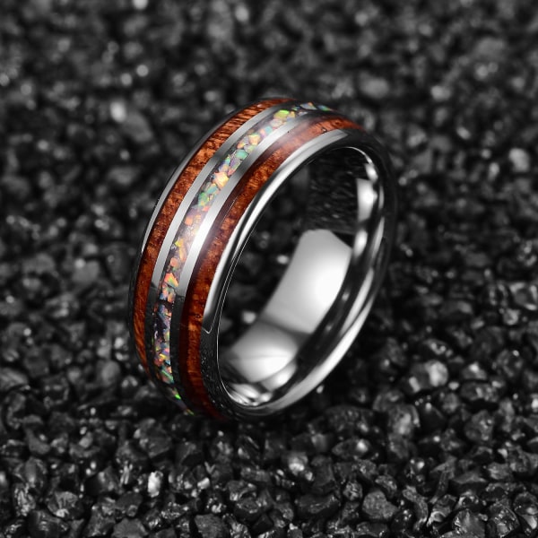 6 mm 8 mm bredd för män Abalone Opal Tungsten Carbide stålring J 16