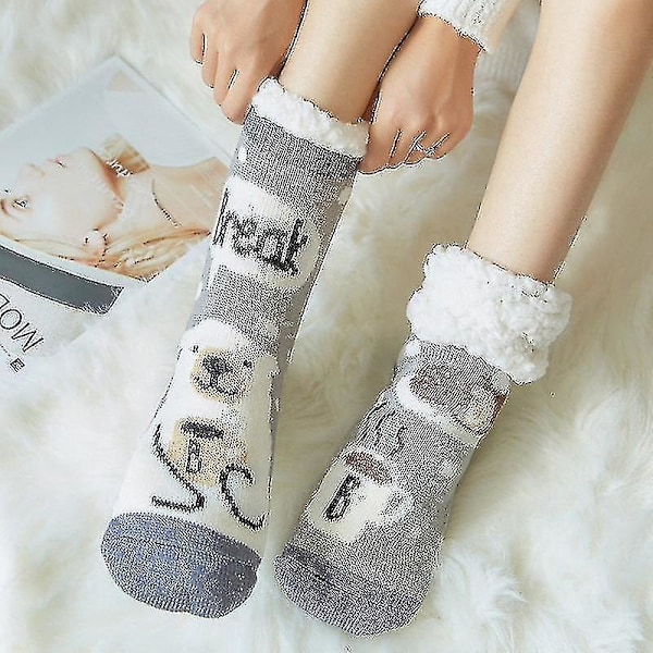 Söta varma strumpor Thicken Plus Cotton Vinter Damstrumpor Jul Kawaii strumpa Xmas Present Hem Golv Rum Rolig Sock S style 3