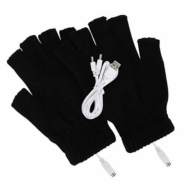 USB elektrisk opvarmede handsker Termisk genopladelig fingervarmer black