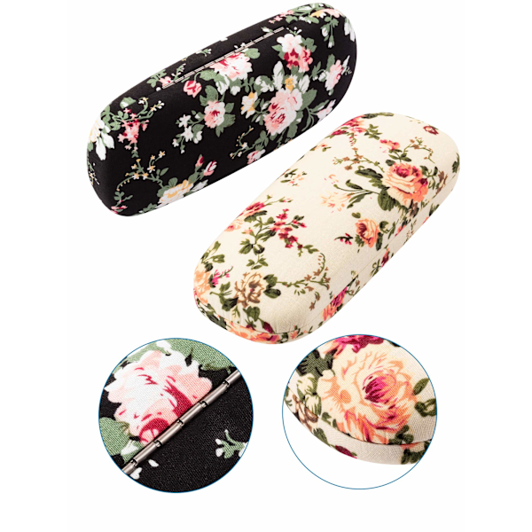 2 stk Brilleetui Hårdt etui til kvinder Blomstermønstret stof