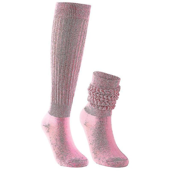 2 paria naisten Scrunch-sukat puuvillaiset Slouch-sukat, naisten polvisukat Pink