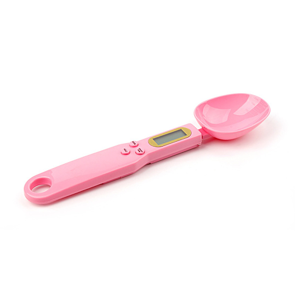 Bärbar elektronisk köksvåg med matsked Pink