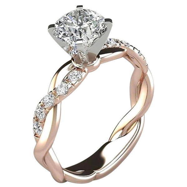 Kvinnors ring Cubic Zirconia Solitaire Bröllopsförlovningsringar Cubic Diamonds för kvinnor Rose Gold 5