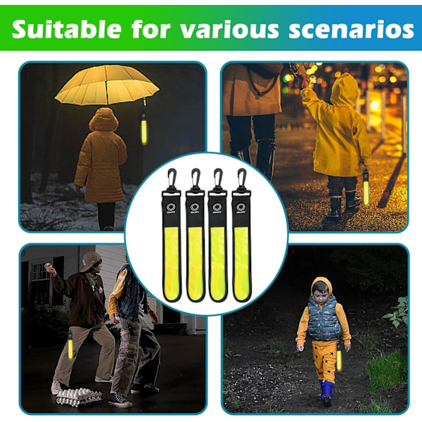 LED-blinkande ljus för skolväskor, 4 st barns reflexer blinkande ljus, skolväskor med 3 lägen, säkerhetsljus, vattentät reflektor (gul) Green+Blue