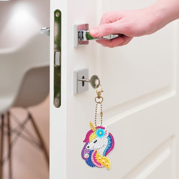 8st DIY Diamantmålning Nyckelring Enhörning Nyckelring