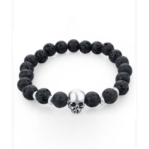 Trendikäs Skull Skull Rannekoru Musta Lava Stones musta black