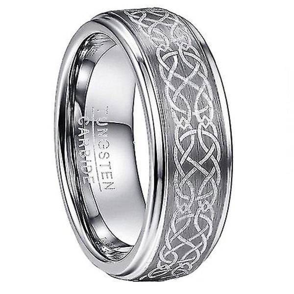 Laser Celtic Knot Brushed Tungsten Carbide Ring For Men's 9
