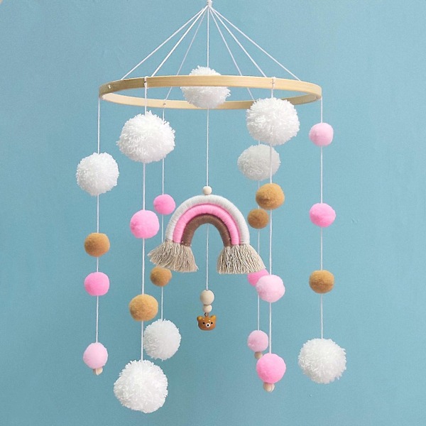 Regnbågsstor håboll Lätt björn Vindklocka Bamburing Rassel Leksak Barnkammare Ornament (Rosa)