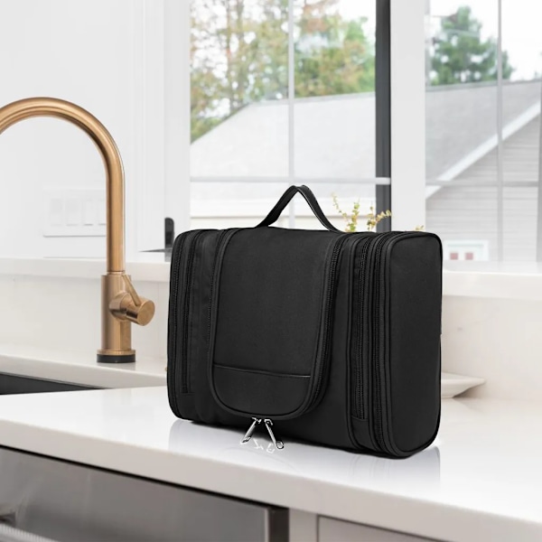 Toilet taske, unisex toilet taske, lille, sort - Hængbar toilet taske Black small